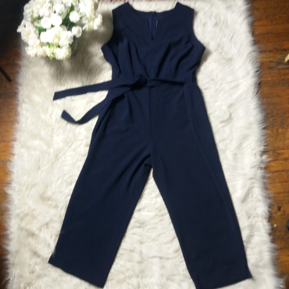 Vince Camuto Pants - Vince Camuto Navy Blue Sleeveless Jumpsuit 22W